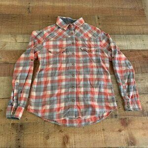 Jachs girlfriend womens size small bea long sleeve plaid button down shirt